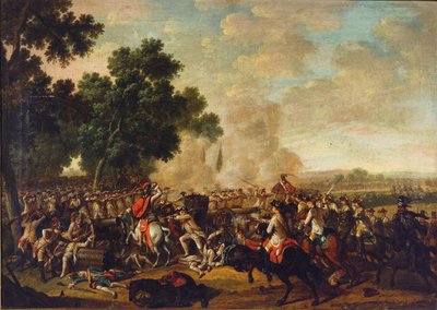Scena di battaglia dalla Guerra dei sette anni, seconda metà del XVIII sec. da Unbekannt