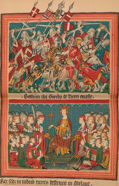 Battaglia e corte di giustizia durante la marcia di Enrico VII su Roma: una pagina dal Codex Balduineus da Unbekannt