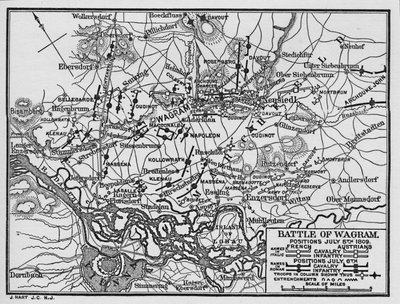 Battaglia di Wagram, posizioni 5 luglio 1809, 1896 da Unbekannt