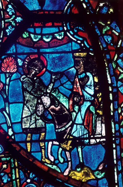 Baudoin racconta a Carlo Magno della morte di Rolando, vetrata, Cattedrale di Chartres, 1194-1260 da Unbekannt