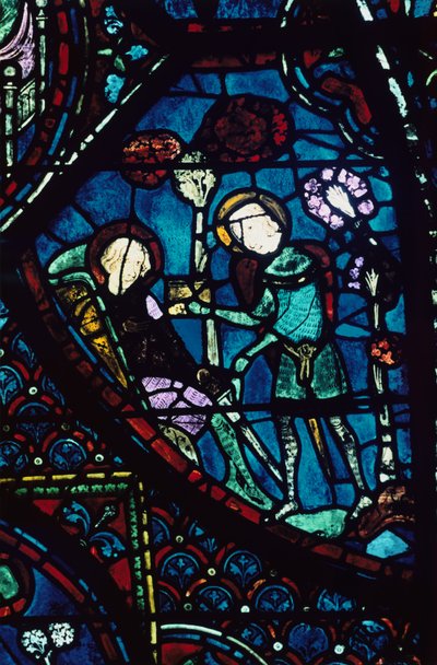 Baudoin cura il morente Rolando, vetrata, Cattedrale di Chartres, Francia, 1194-1260 da Unbekannt