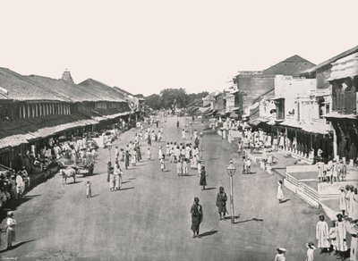 Scena di bazar, quartiere nativo, Calcutta, India, 1895 da Unbekannt