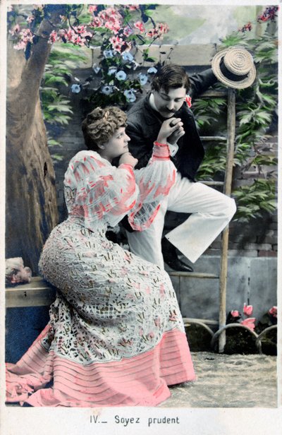 Fai attenzione, cartolina francese vintage, c1900 da Unbekannt