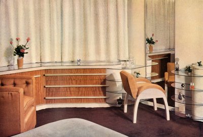 Camera da letto a Hampstead, Londra, progettata da J. Duncan Miller per la signora Schneerson, 1937 da Unbekannt