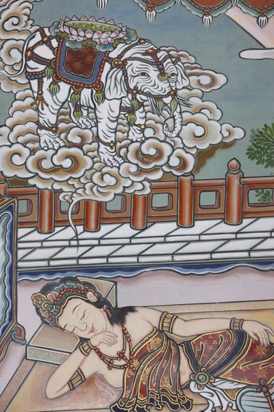 Prima della nascita di Siddartha Gautama, sua madre sognò un elefante bianco che le presentava un fiore di loto, Seoul, Corea del Sud da Unbekannt