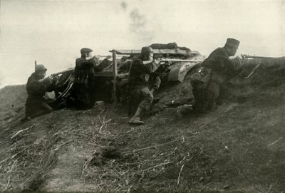Belgi che tengono il fiume a Termonde, 1919 da Unbekannt