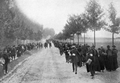 Belgi in fuga da Termonde, Prima Guerra Mondiale, 1914, 1920 da Unbekannt