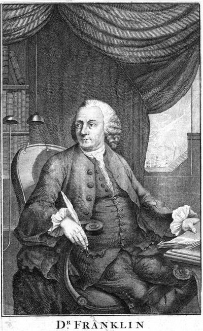 Benjamin Franklin, scienziato, inventore e statista americano, fine XVIII secolo da Unbekannt