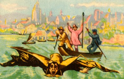 Il tentativo di Berblinger di volare attraverso il Danubio, 1811, 1932 da Unbekannt