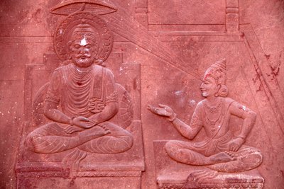 Bhagavad Gita inciso su un tempio indù: dialogo tra Krishna e Arjuna, Vrindavan, India da Unbekannt