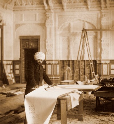 Bhai Ram Singh al lavoro nella stanza indiana, Osborne House, Isola di Wight da Unbekannt