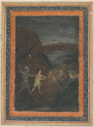 Bhils che cacciano cervi di notte da Unbekannt