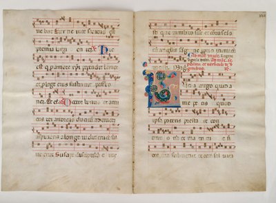 Bifolio con iniziale L, da un Antifonario, italiano, XIV secolo da Unbekannt