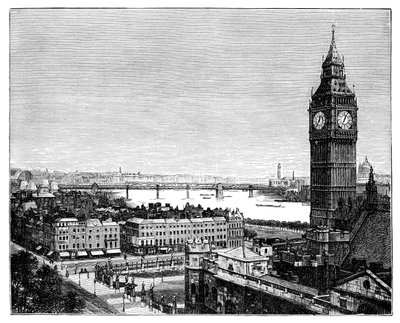 Big Ben e le Case del Parlamento, Westminster, Londra, 1870 da Unbekannt