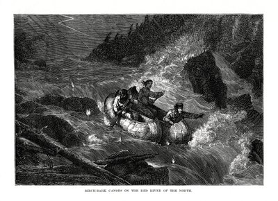 Canoe di corteccia di betulla sul fiume Rosso del Nord, Stati Uniti da Unbekannt