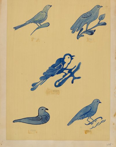 Decorazioni di uccelli su ceramica, 1935-1942 da Unbekannt
