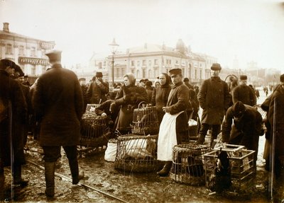 Mercato degli uccelli, Piazza Trubnaya, Mosca, Russia, 1908 da Unbekannt