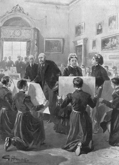I ragazzi del Bluecoat mostrano i loro disegni alla Regina Vittoria a Buckingham Palace, 1873, 1901 da Unbekannt