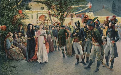 Bonaparte, Kleber, Eugène De Beauharnais, Lasalle e Junot al Giardino di Tivoli al Cairo, 1896 da Unbekannt