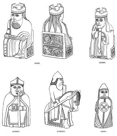 Scacchi in osso di design scandinavo, XII o XIII secolo, 1892 da Unbekannt