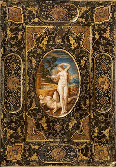 Copertina del libro, pelle dipinta, fine XVI secolo da Unbekannt