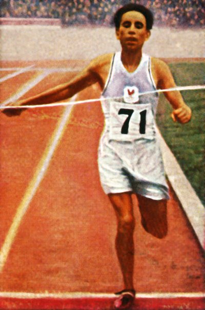 Boughera El Ouafi vince la maratona per la Francia, 1928 da Unbekannt
