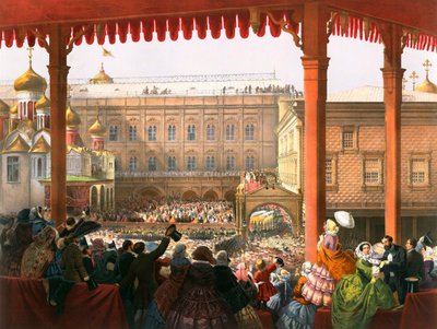 Inchino al popolo, Incoronazione dello Zar Alessandro II di Russia, Mosca da Unbekannt