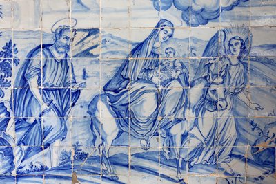 Brasile, Bahia, Salvador: Azulejo nella chiesa di Bonfim: la fuga in Egitto da Unbekannt