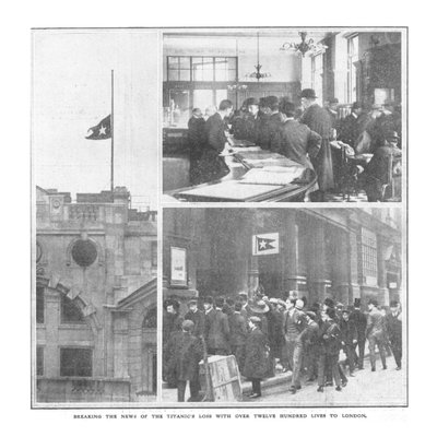 Annuncio della perdita del Titanic con oltre milleduecento vite a Londra, 20 aprile 1912 da Unbekannt