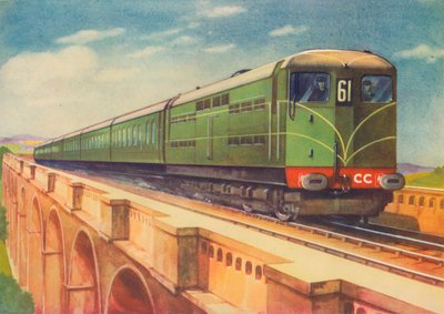 Brighton Belle, la locomotiva elettrica della S.R., sopra il viadotto di Ouse, 1940 da Unbekannt