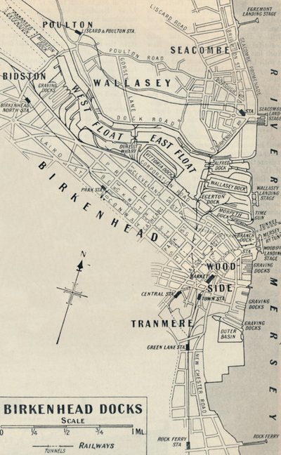 I Docks di Brikenhead si trovano sul lato del Cheshire del fiume Mersey, 1936 da Unbekannt