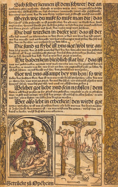 Manifesto con due scene della vita di Cristo e bordi grotteschi da Unbekannt