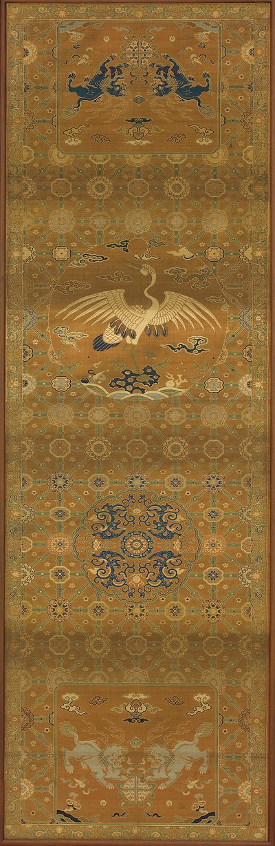 Broccato, seta. Pannello oblungo, coprisedia, dinastia Qing, XVIII secolo da Unbekannt