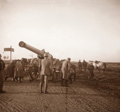 Artiglieria pesante rotta, Somme, Francia settentrionale, c1914-c1918 da Unbekannt