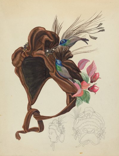 Cappello di velluto marrone, c. 1940 da Unbekannt