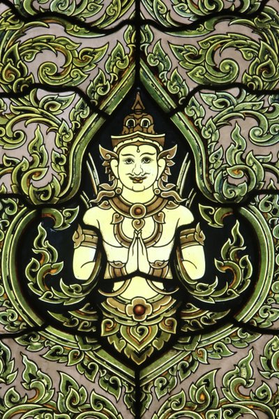 Buddha. Vetrata. Tempio di Marmo. Wat Benchamabophit Dusitvanaram Ratchaworawiharn. 1899. Bangkok, Thailandia da Unbekannt
