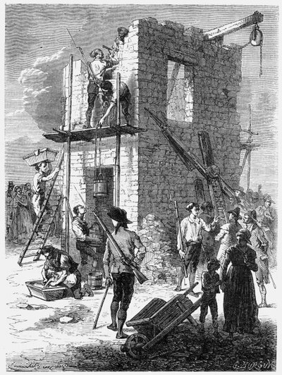 Costruzione di una stazione telegrafica Chappe, c1793, c1870 da Unbekannt