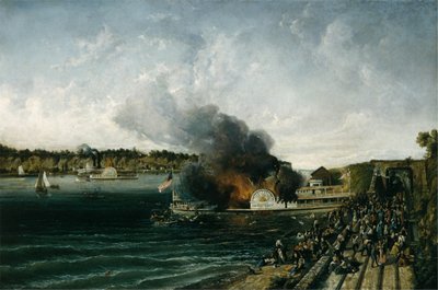 Incendio del Ruota a Pale Henry Clay, ca. 1854-60 da Unbekannt