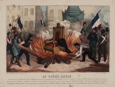 Incendio del trono del Re Luigi Filippo il 25 febbraio 1848 da Unbekannt