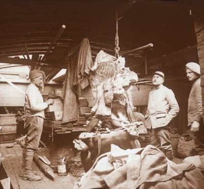 Macellai su una chiatta, Somme, Francia settentrionale, c1914-c1918 da Unbekannt