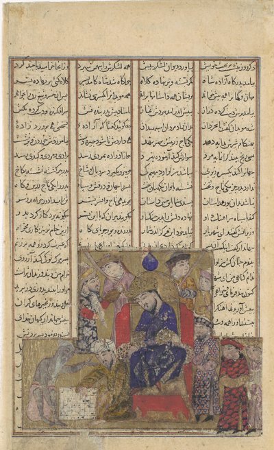 Buzurjmihr Padroneggia il Gioco degli Scacchi, Foglio da un Libro dei Re Shahnama da Unbekannt