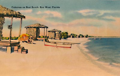 Cabine sulla Rest Beach, Key West, Florida, c. 1940 da Unbekannt
