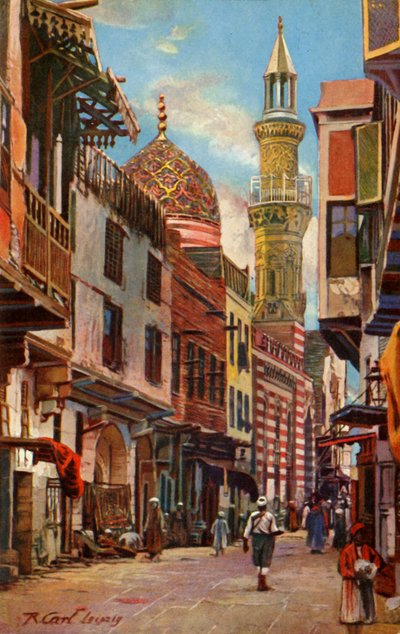 Il Cairo: via Boulac e moschea di Aboul-Ela, c1918-c1939 da Unbekannt