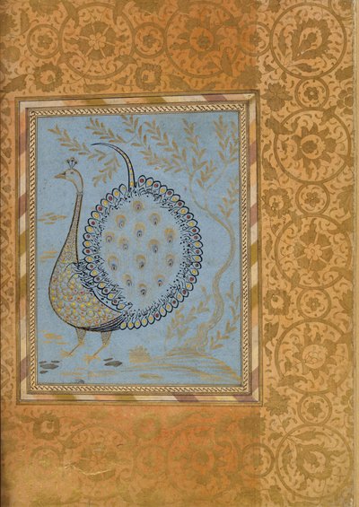Composizione calligrafica a forma di pavone, foglio dall