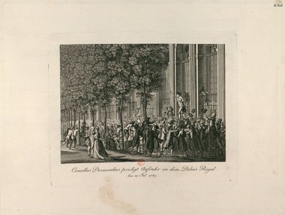 Camille Desmoulins nei Giardini del Palais Royal da Unbekannt