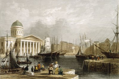 Canning Dock, Liverpool, con la Dogana, 1841 da Unbekannt