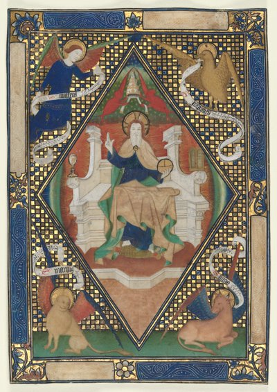 Pagina del Canone da un Messale: Cristo in Maestà con Evangelisti da Unbekannt