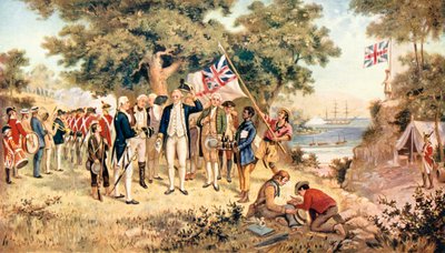 Il Capitano James Cook prende possesso del Nuovo Galles del Sud in nome della Corona Britannica da Unbekannt