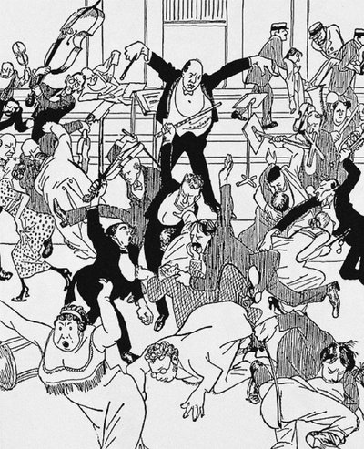 Caricatura sulla Sinfonia da camera n. 1 di Schoenberg il 31 marzo 1913 a Vienna, 1913 da Unbekannt