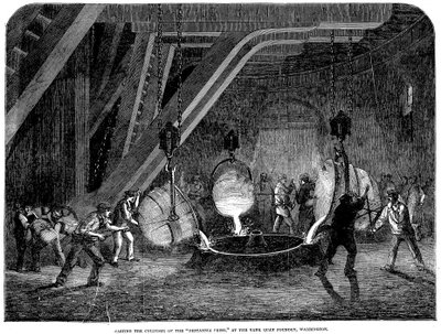 Fusione del cilindro della Pressa Britannia alla Fonderia Bank Quay, Warrington, 1851 da Unbekannt